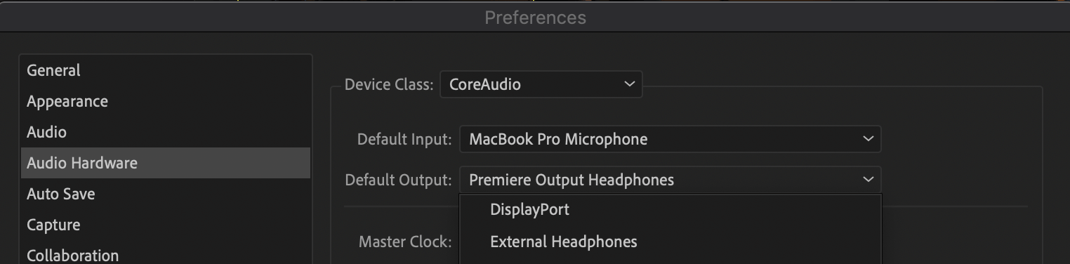 premiere audio settings