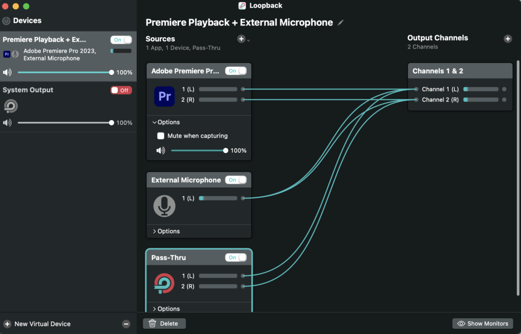 loopback decvice to stream your timeline