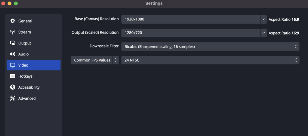 obs video settings